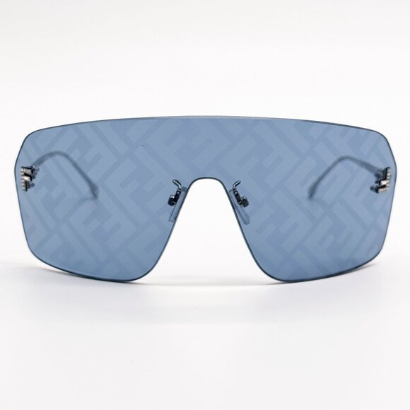 NEW FE4121US 16V BLUE SILVER UNISEX SHIELD SUNGLASSES FENDI FE4121US - Picture 1 of 9